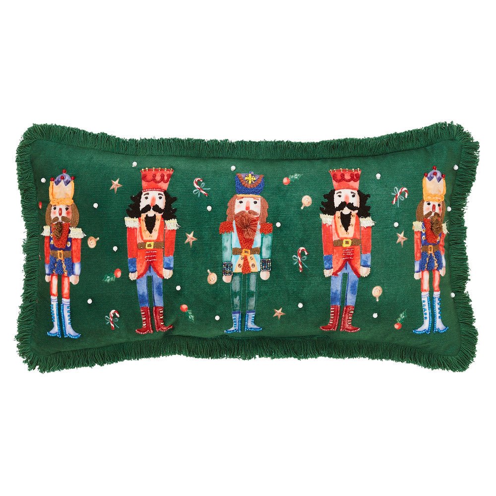 Nutcracker Green Fringed Throw Pillow - Ozark Cabin Décor, LLC