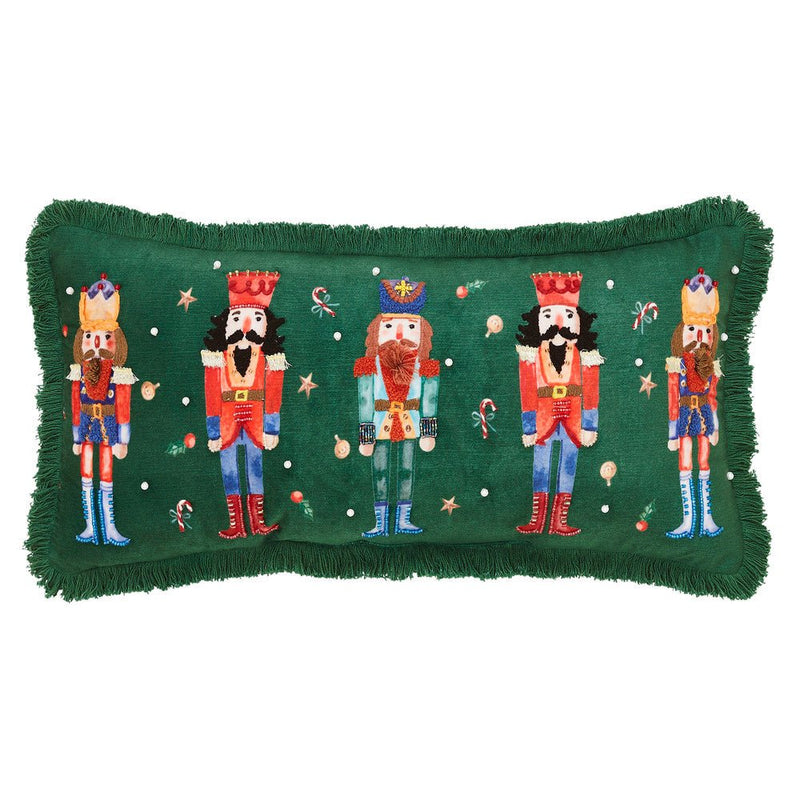 Nutcracker Green Fringed Throw Pillow - Ozark Cabin Décor, LLC