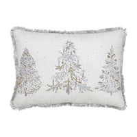 White Christmas Silver & Gold Embroidered Pillow - Ozark Cabin Décor, LLC