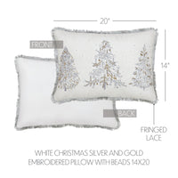 White Christmas Silver & Gold Embroidered Pillow - Ozark Cabin Décor, LLC