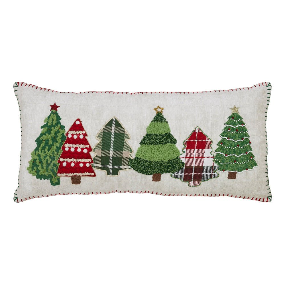 Red & Green Applique Tree Pillow - Ozark Cabin Décor, LLC