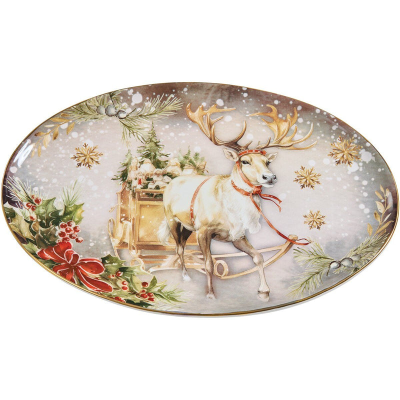 Snow Globe Reindeer Platter - Ozark Cabin Décor, LLC
