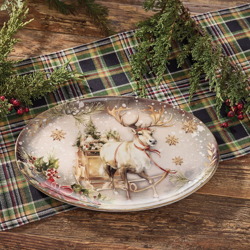Snow Globe Reindeer Platter - Ozark Cabin Décor, LLC