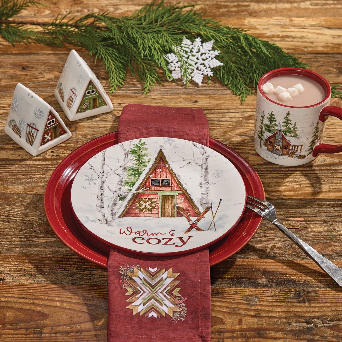 Snowflake Lodge Mug - Set of 4 - Ozark Cabin Décor, LLC