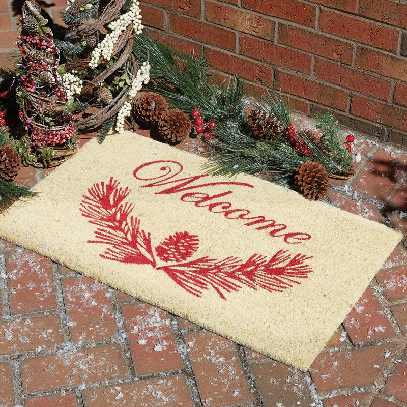 Pinecone Welcome Coir Doormat