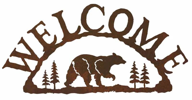 Bear Metal Art Welcome Sign