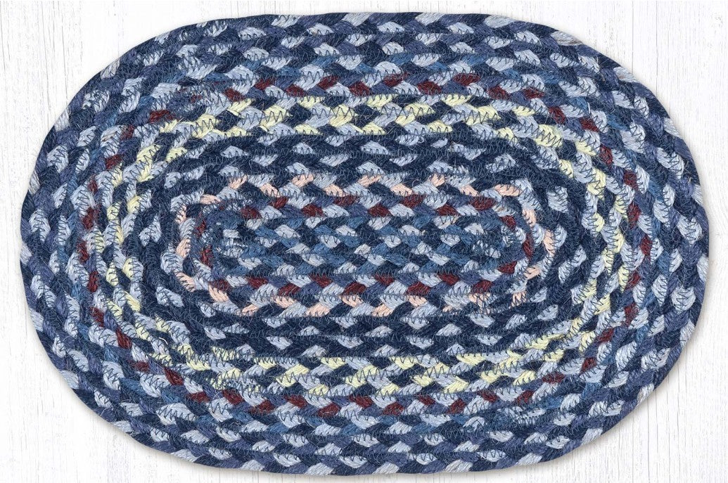 Blue/Gray/Burgundy 10"x15" Braided Jute Swatch