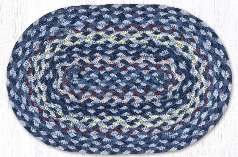 Blue/Gray/Burgundy 10"x15" Braided Jute Swatch