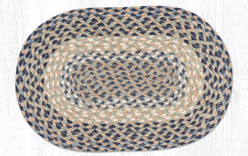 Blue/Natural Braided Jute Trivet & Swatch - Ozark Cabin Décor, LLC