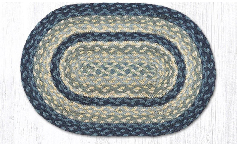 Breezy Blue/Taupe/Ivory Braided Jute Trivet & Swatch - Ozark Cabin Décor, LLC
