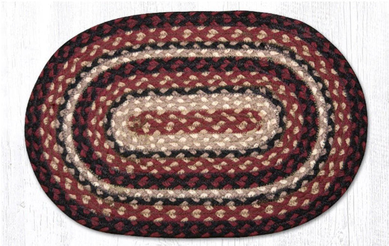 Burgundy/Black/Tan Braided Jute Trivet & Swatch - Ozark Cabin Décor, LLC