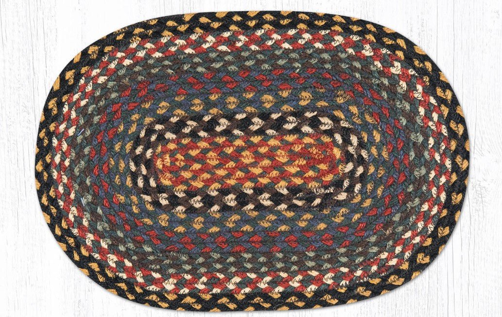Burgundy/Blue/Gray Braided Jute Trivet & Swatch - Ozark Cabin Décor, LLC
