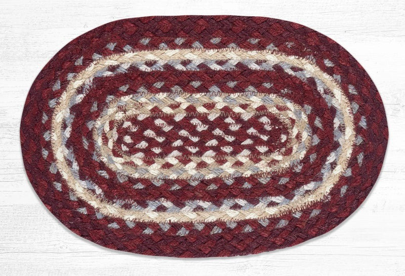 Burgundy/Gray/Cream Braided Jute Trivet & Swatch - Ozark Cabin Décor, LLC