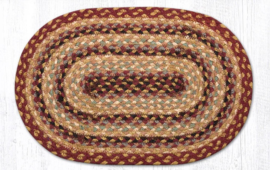 Burgundy/Gray/Cream Braided Jute Trivet & Swatch - Ozark Cabin Décor, LLC