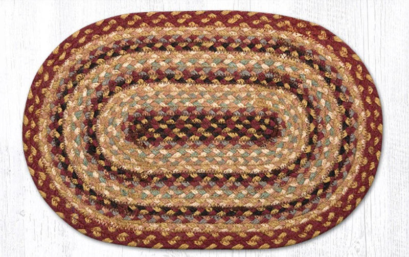Burgundy/Gray/Cream Braided Jute Trivet & Swatch - Ozark Cabin Décor, LLC