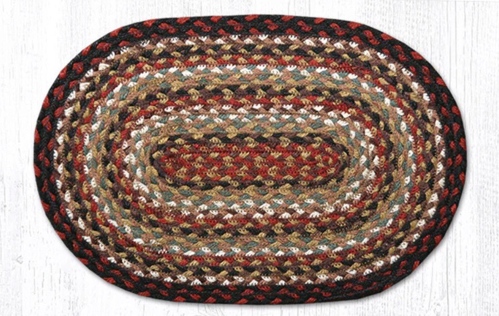 Burgundy/Mustard/Ivory Braided Jute Trivet & Swatch - Ozark Cabin Décor, LLC