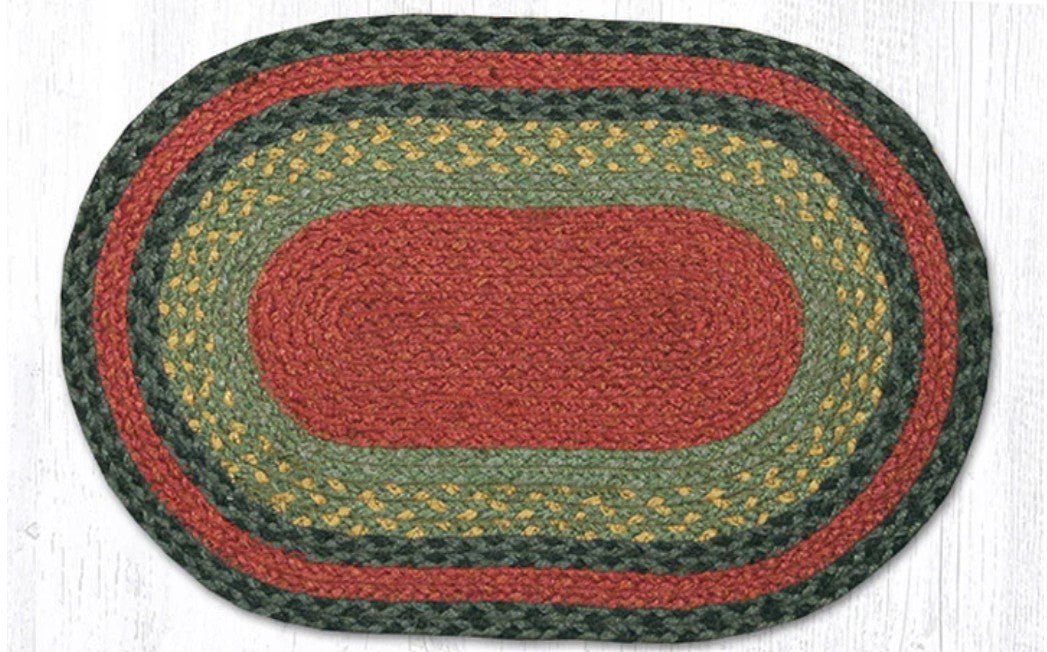 Burgundy/Olive/Charcoal Braided Jute Trivet & Swatch - Ozark Cabin Décor, LLC