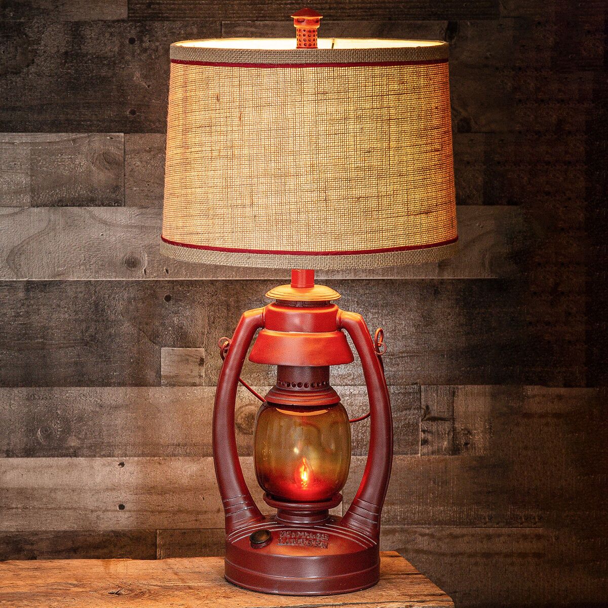 26" High Red Vintage Lantern Lamp - Ozark Cabin Décor, LLC