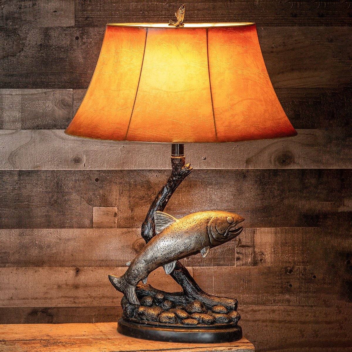 Rustic Jumping Trout Table Lamp - Thumbnail 2