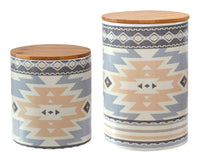 Rustic Southwestern Desert Sage Ceramic Canister Set With Bamboo Lids