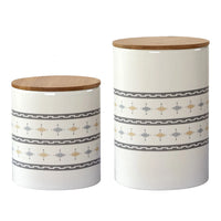 Rustic Southwestern Ranch Retreat Ceramic Canister Set With Bamboo Lids