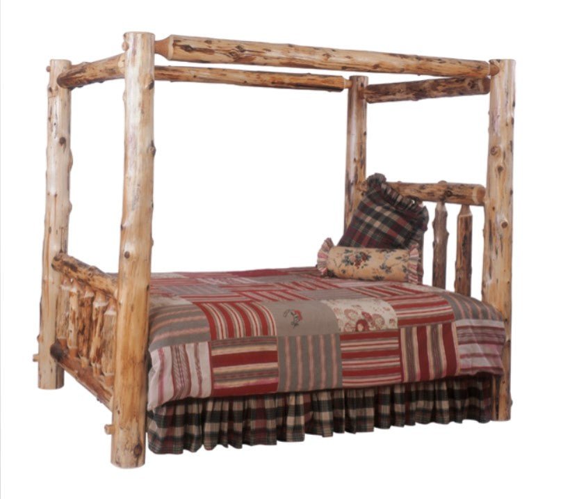 Fireside Lodge Natural Cedar Log Canopy Bed - Thumbnail 3