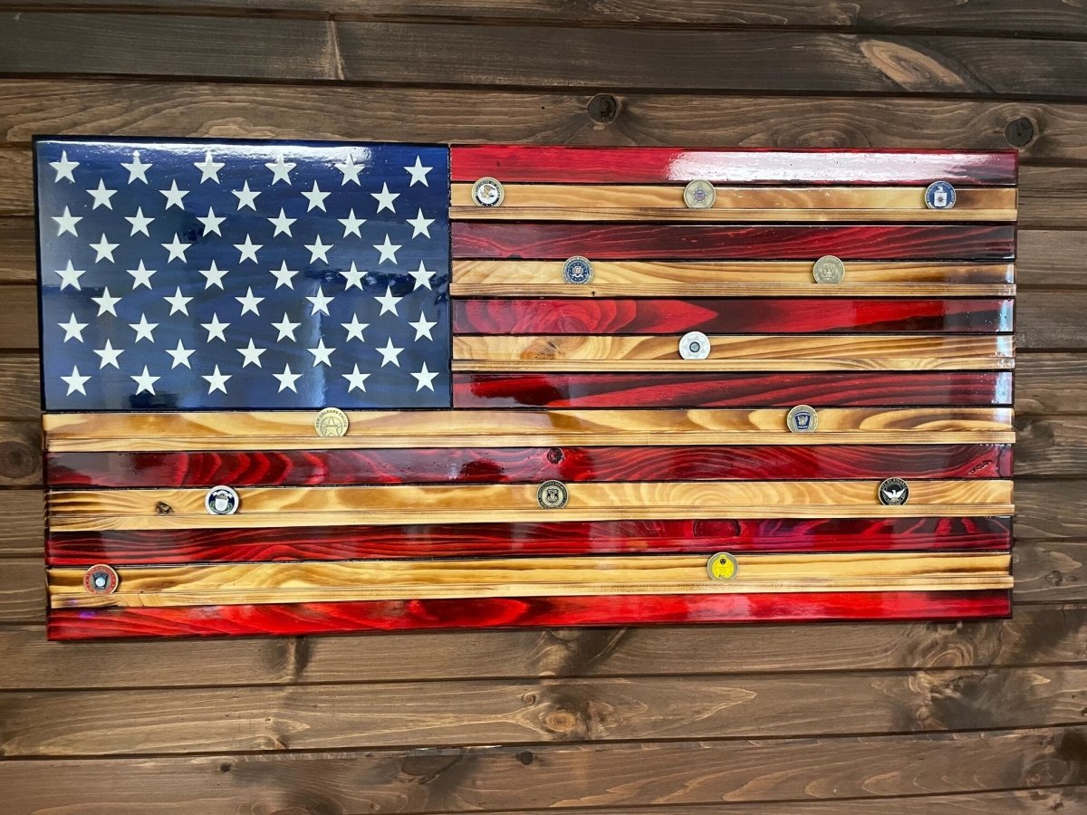 Challenge Coin Wooden American Flag Display - Thumbnail 3