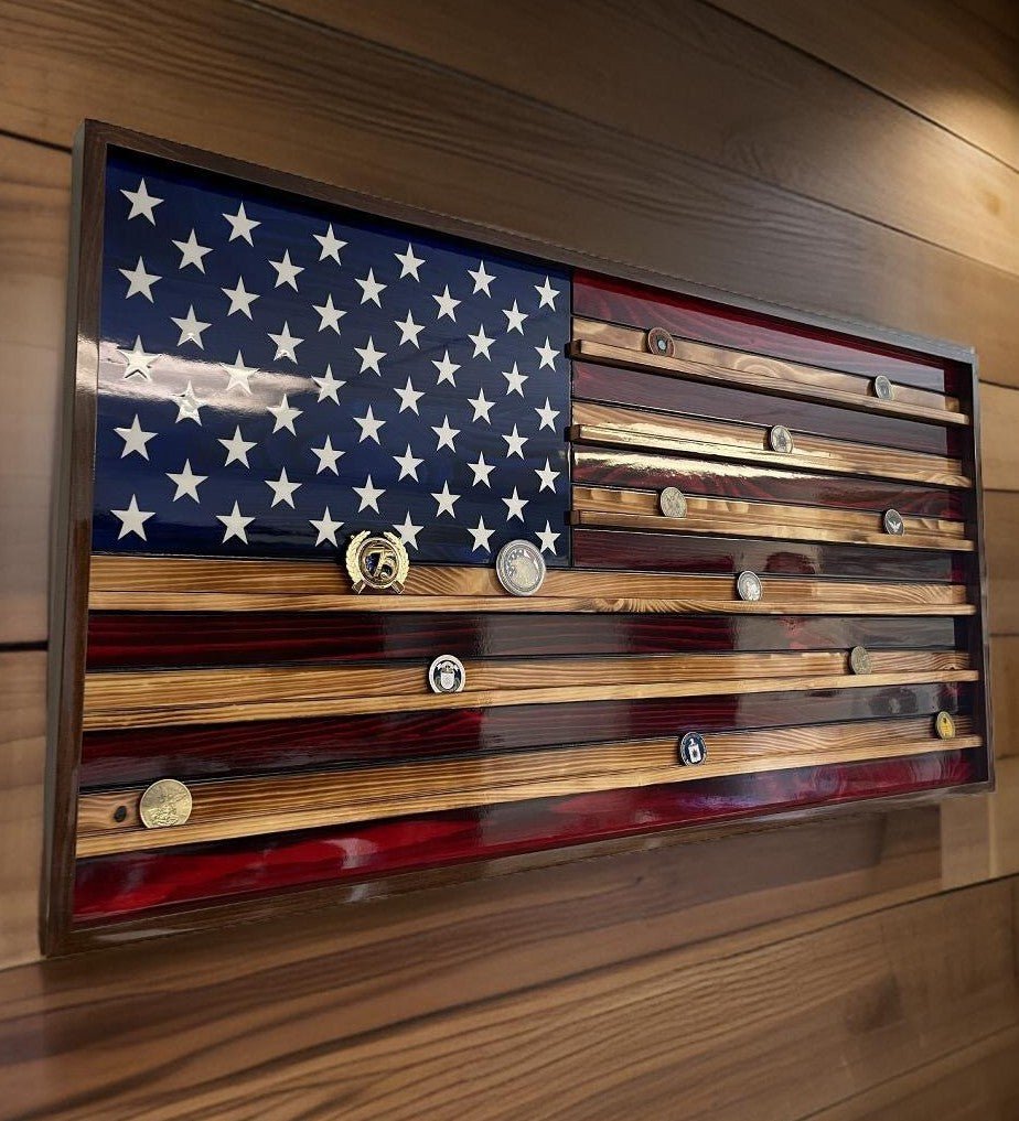Challenge Coin Wooden American Flag Display - Thumbnail 2