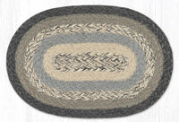 Charcoal/Gray/Ivory 10"x15" Oval Braided Jute Swatch