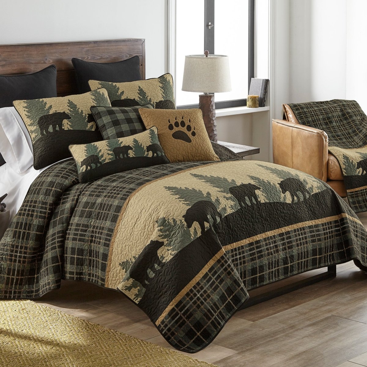 Bear Walk Plaid 3-Pc Quilted Bedding Set - Thumbnail 4