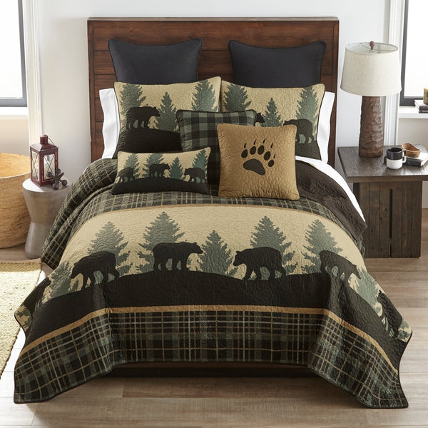 Bear Walk Quilted Plaid Pillow Set - Ozark Cabin Décor, LLC