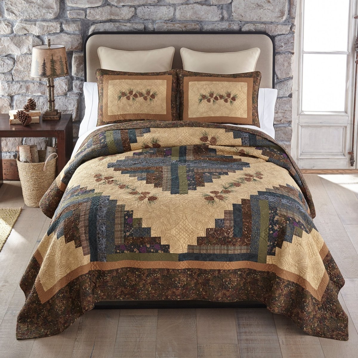 Cabin Raising Pinecone Quilted Bedding Collection - Twin