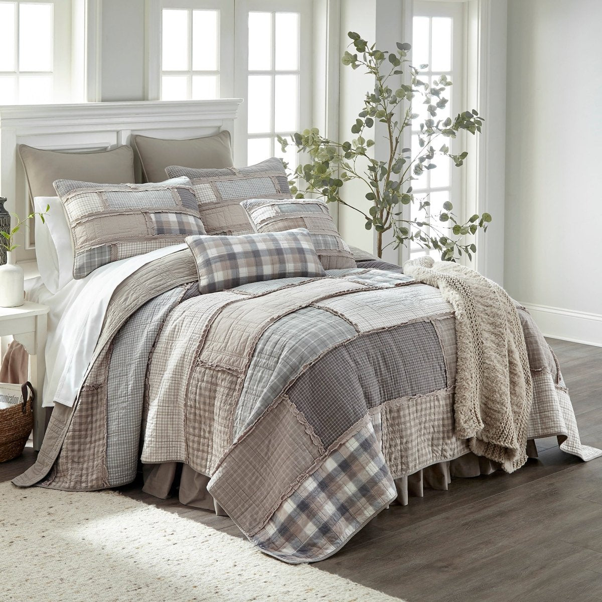 Smoky Cobblestone Quilted Bedding Collection - King - Ozark Cabin Décor, LLC