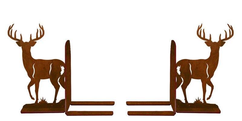 White-Tailed Deer Metal Art Bookend Set