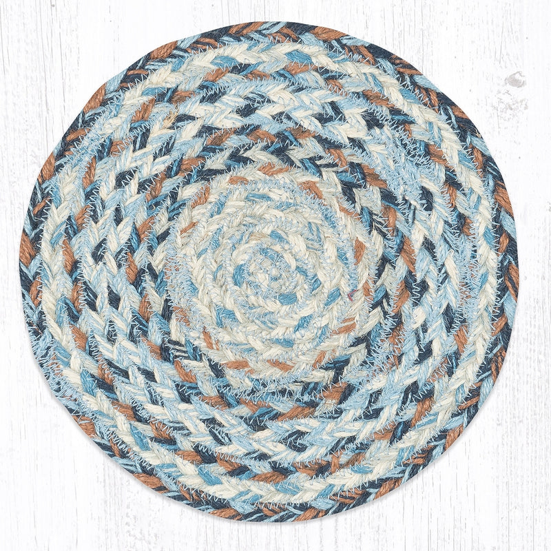 Denim 10" Round Braided Jute Trivet