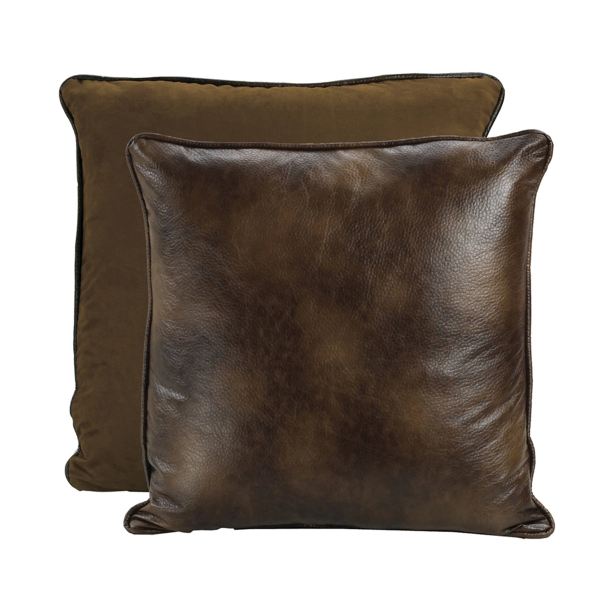 Brown Faux Leather/Suede Reversible Euro Sham