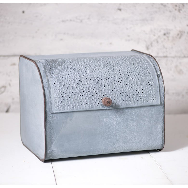 Punched Tin Bread Box - Weathered Zinc - Ozark Cabin Décor, LLC