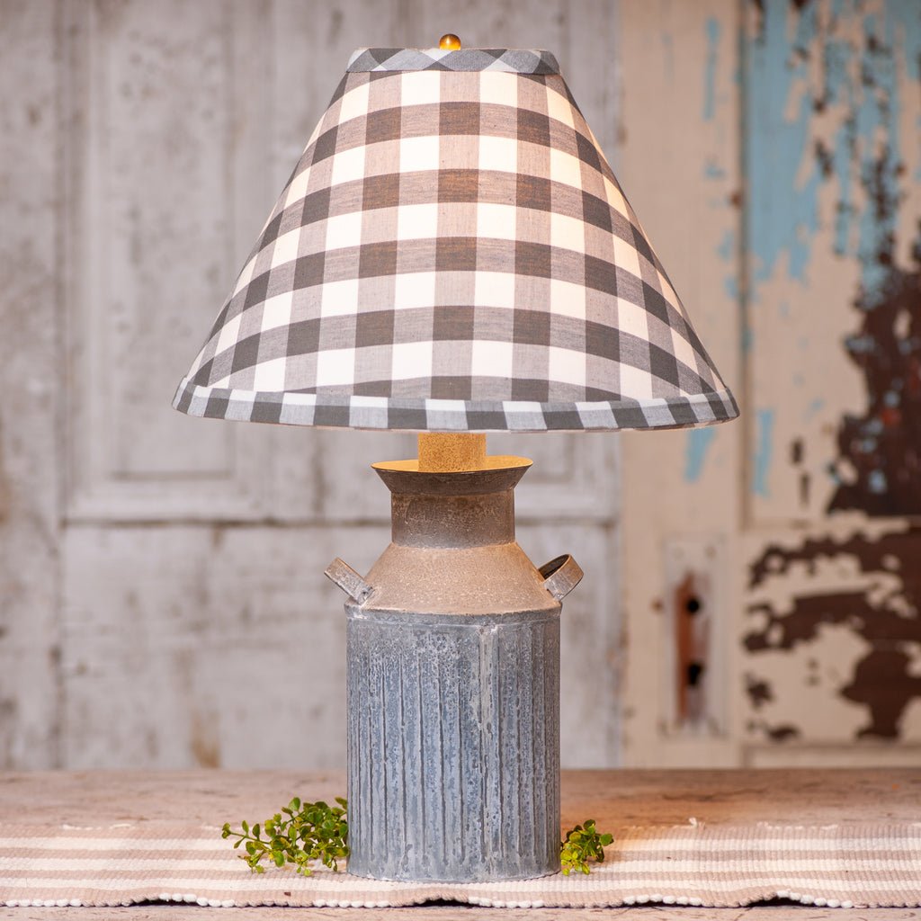 Milk Jug Lamp w/Gray Check Shade