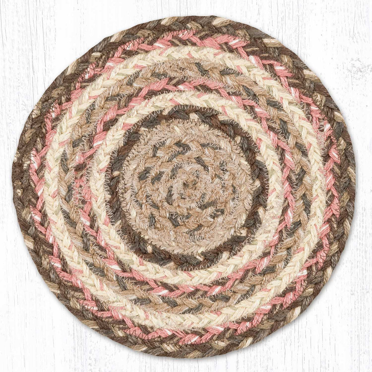 Khaki 10" Round Braided Jute Trivet