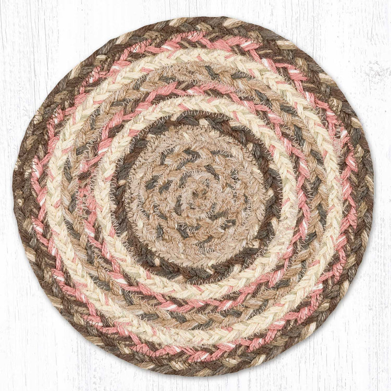 Khaki 10" Round Braided Jute Trivet