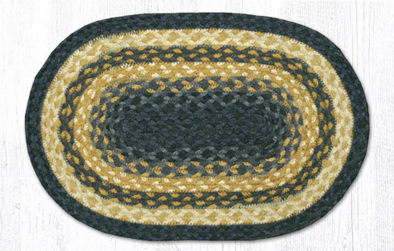 Light & Dark Blue/Mustard Braided Jute Trivet & Swatch - Ozark Cabin Décor, LLC
