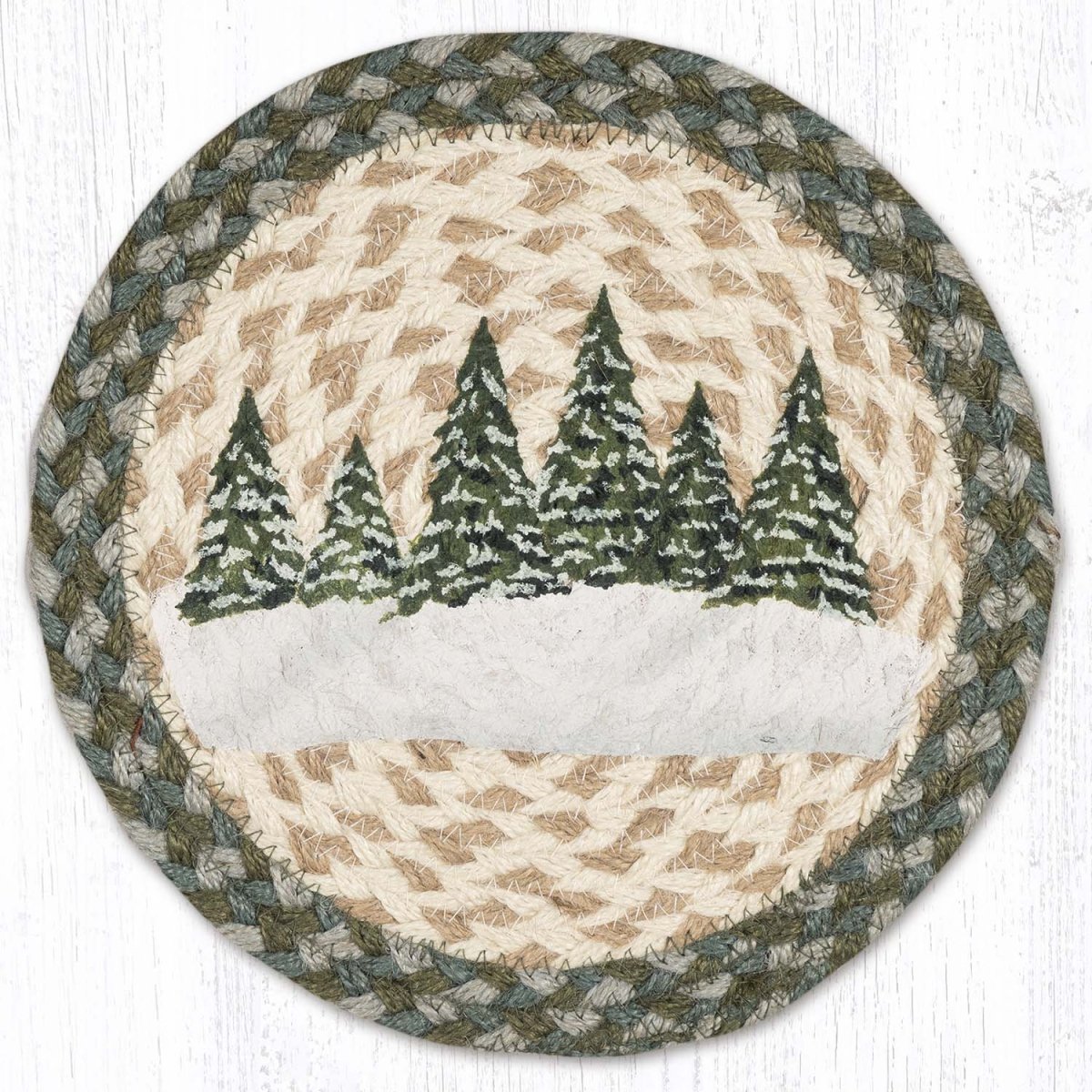 Holiday Village Trees Braided Jute Trivet - Ozark Cabin Décor, LLC
