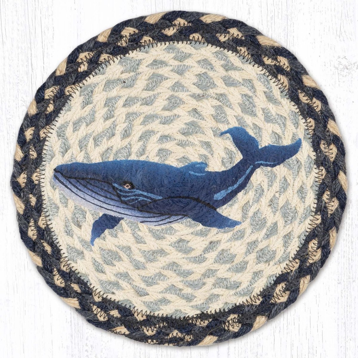Blue Whale Braided Natural Jute Trivet