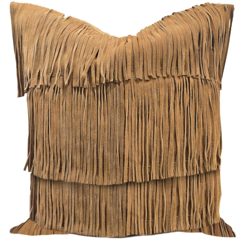 Western Suede Fringed Pillow - Ozark Cabin Décor, LLC