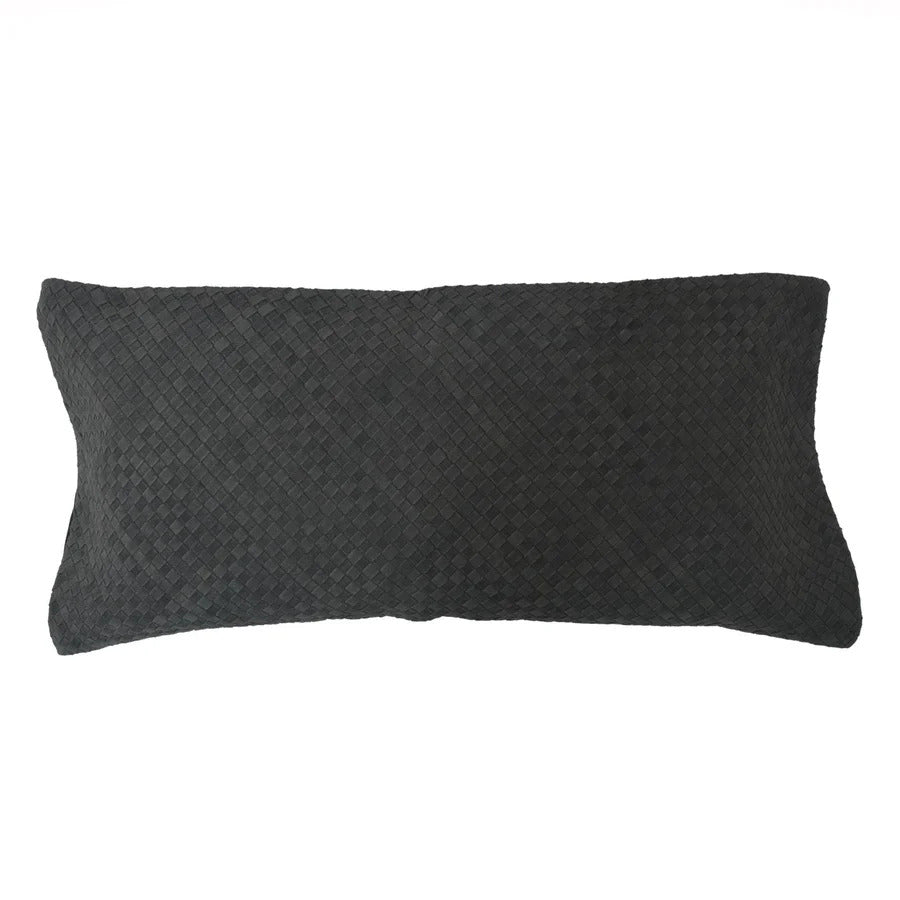 Woven Suede Lumbar Pillow - Black - Ozark Cabin Décor, LLC