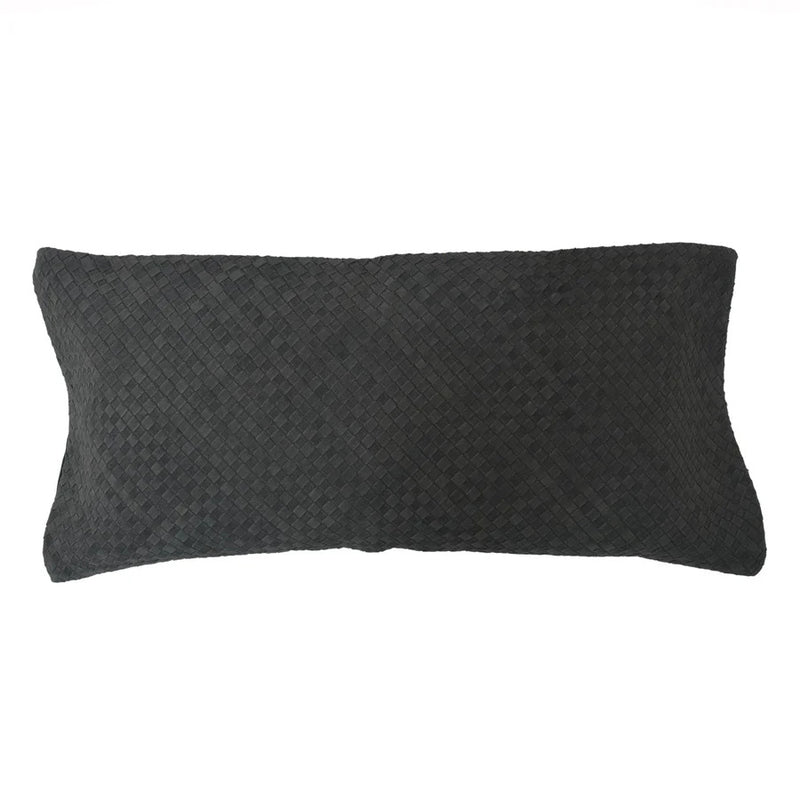 Woven Suede Lumbar Pillow - Black - Ozark Cabin Décor, LLC