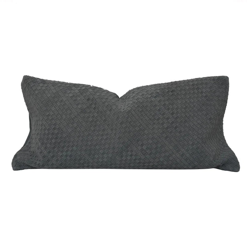 Woven Suede Lumbar Pillow - Gray - Ozark Cabin Décor, LLC