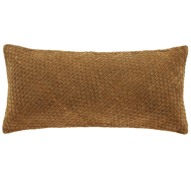 Woven Suede Lumbar Pillow - Hazel Brown - Ozark Cabin Décor, LLC