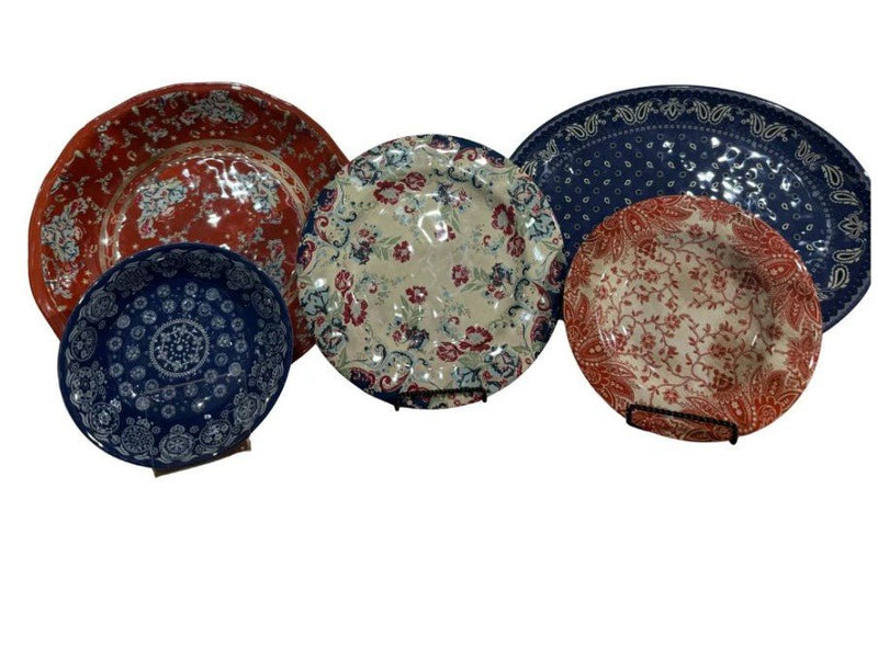 Patchwork Bandana 28 - Pc Dinnerware Set - Paisley - Ozark Cabin Décor, LLC
