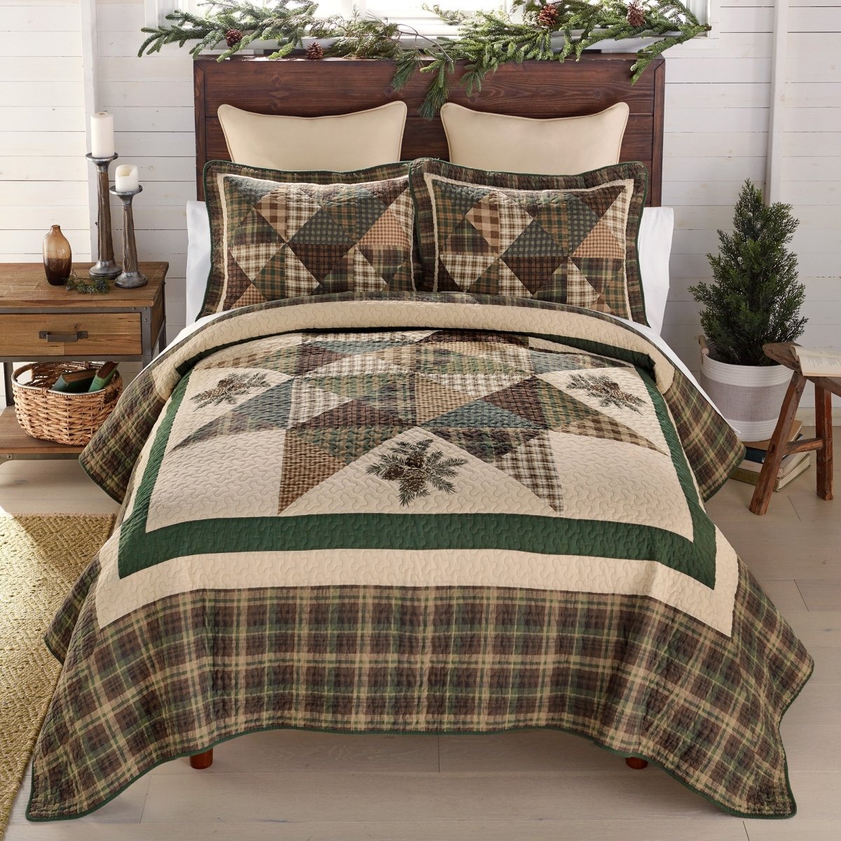 Pine Star 3Pc Quilt Set